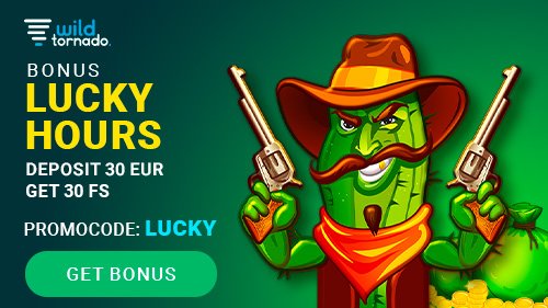 Get 30 Free Spins Every Day With Lucky Hours Bonus at WildTornado Casino