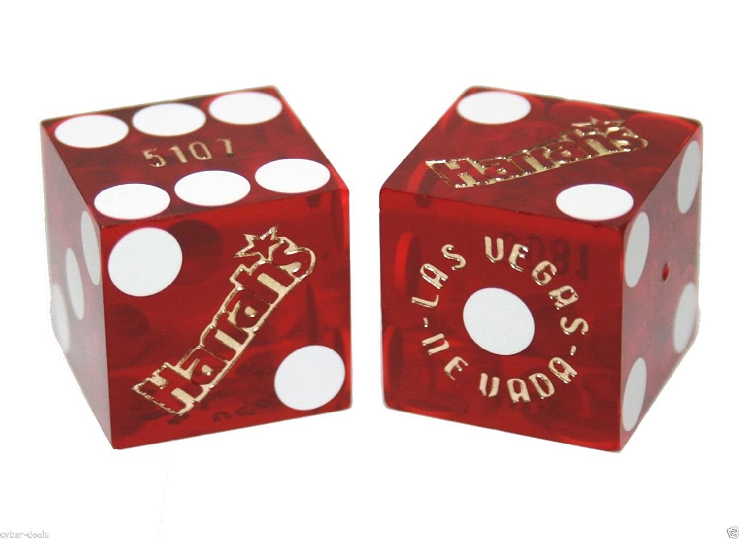 Harrah dice with logo and serial number