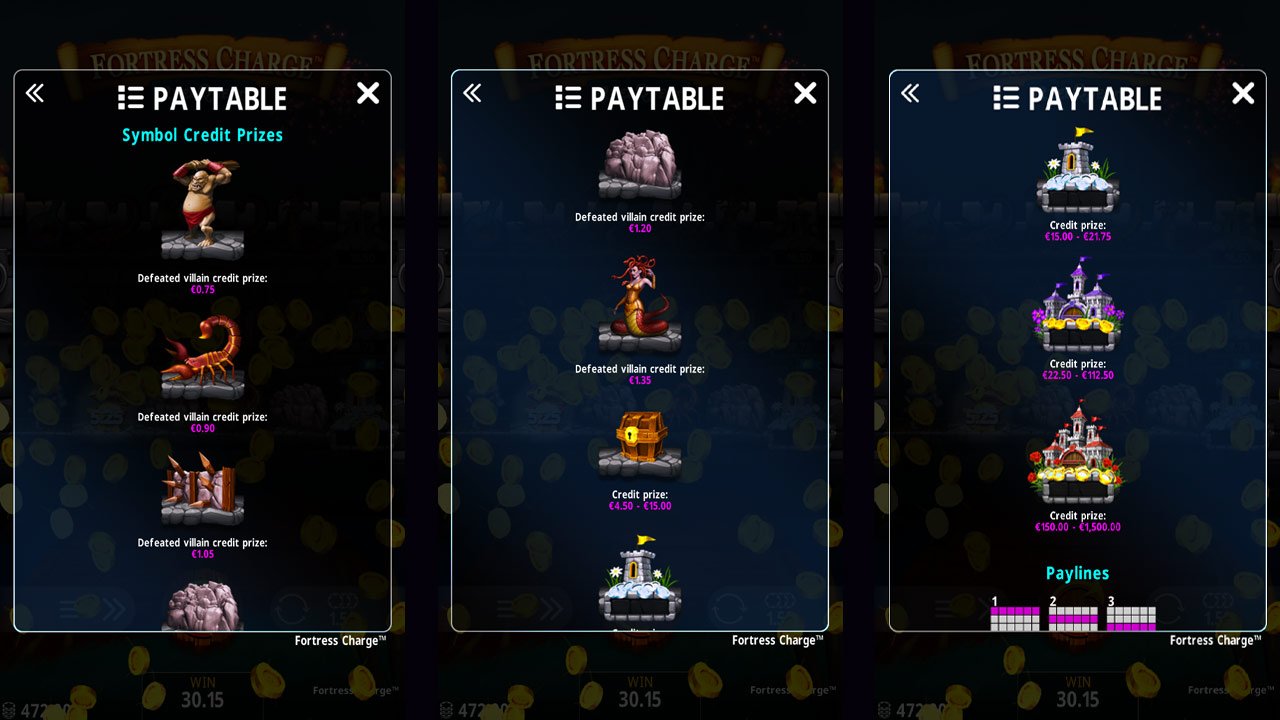 Fortress Charge - paytable 03