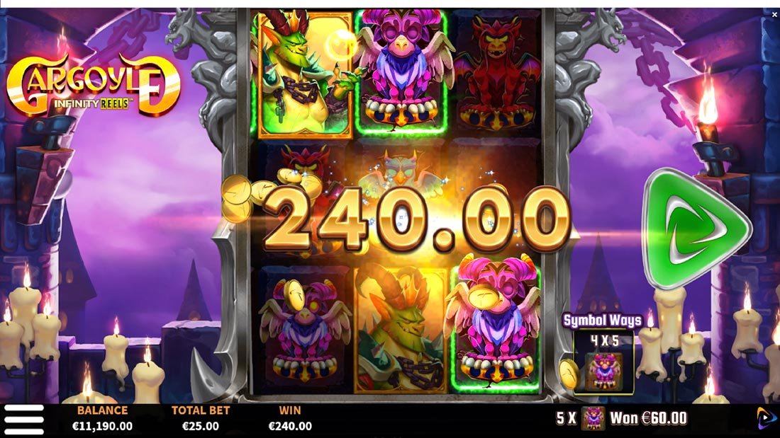Gargoyle Infinity Reels slot by Yggdrasil