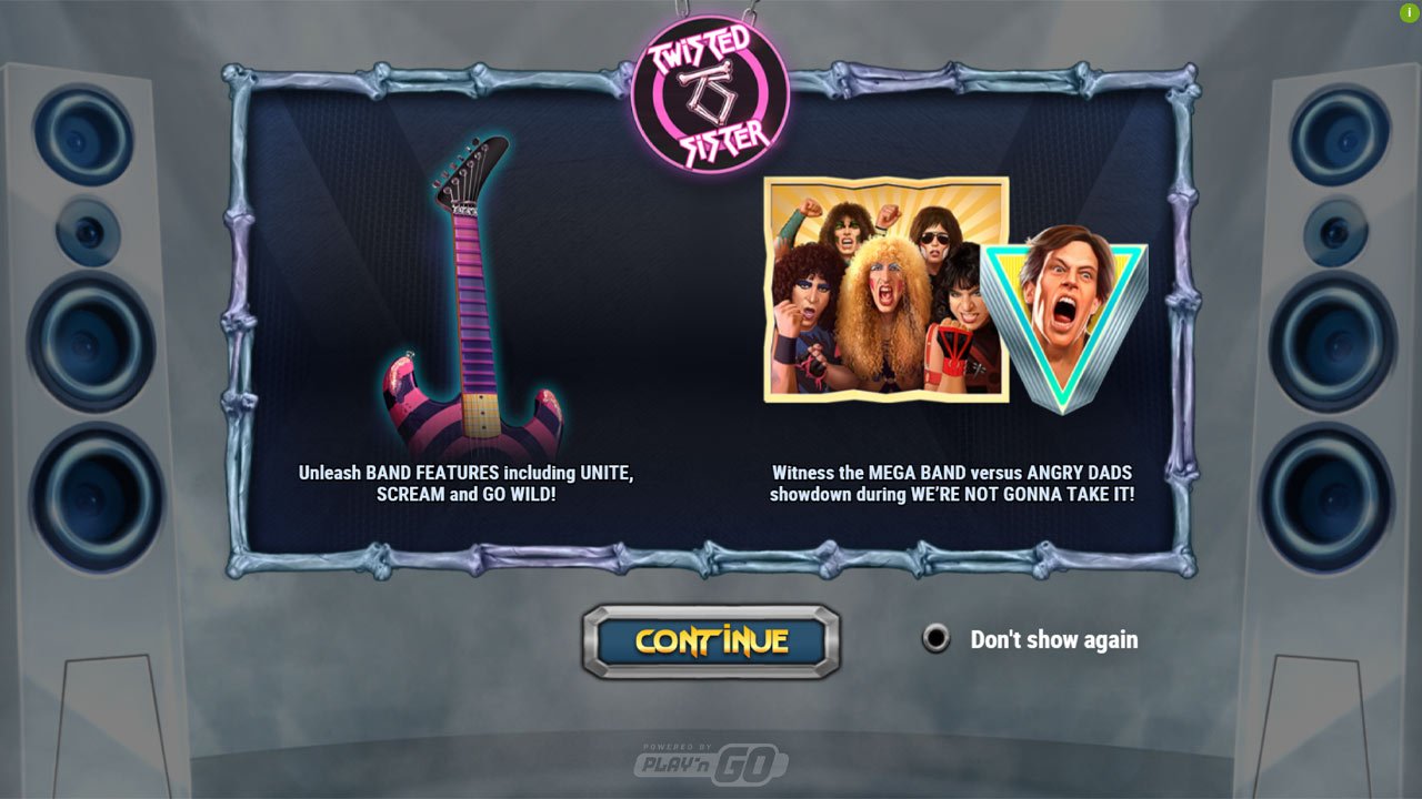 Twisted Sister slot - Features screen