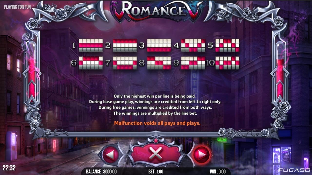 Romance V - Paylines