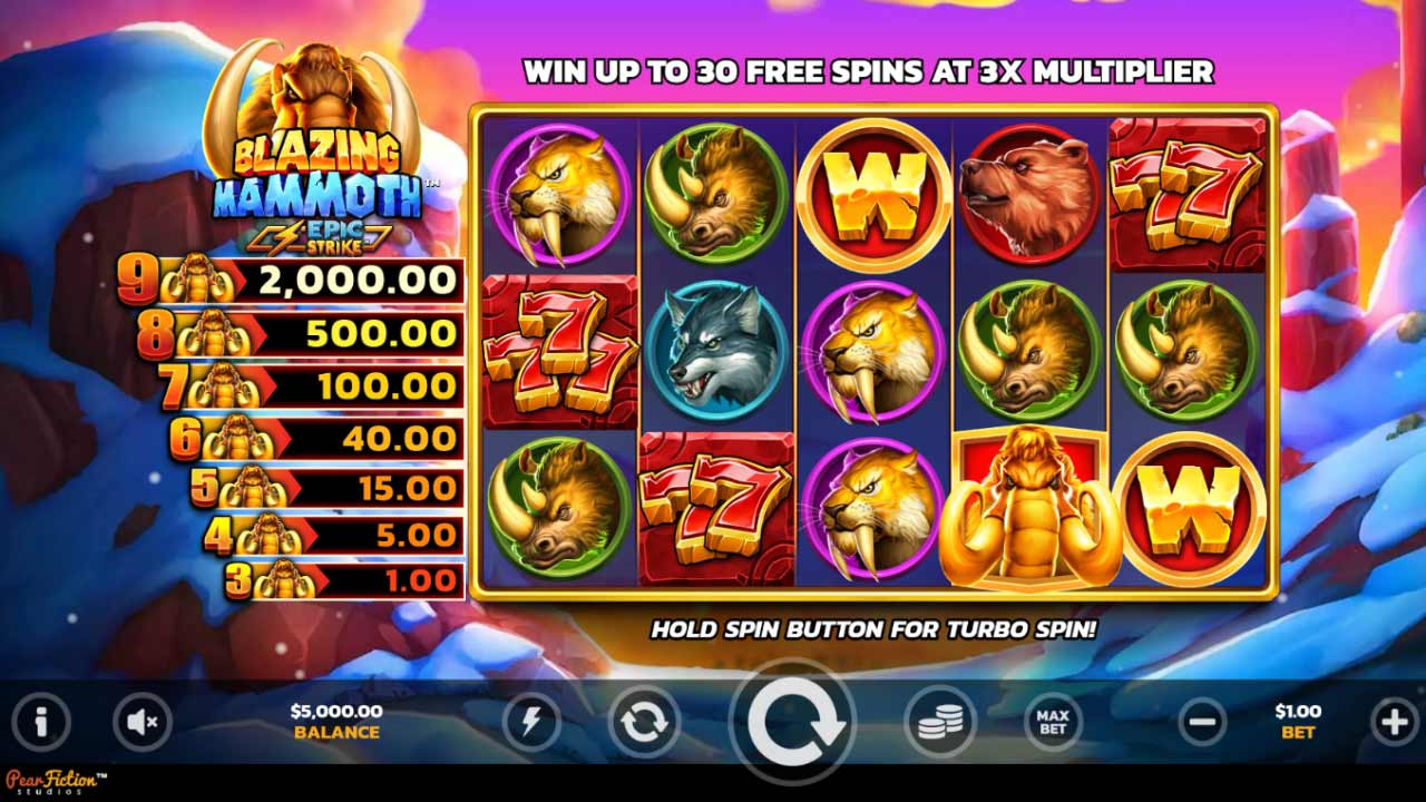 Blazing Mammoth Epic Strike by Microgaming