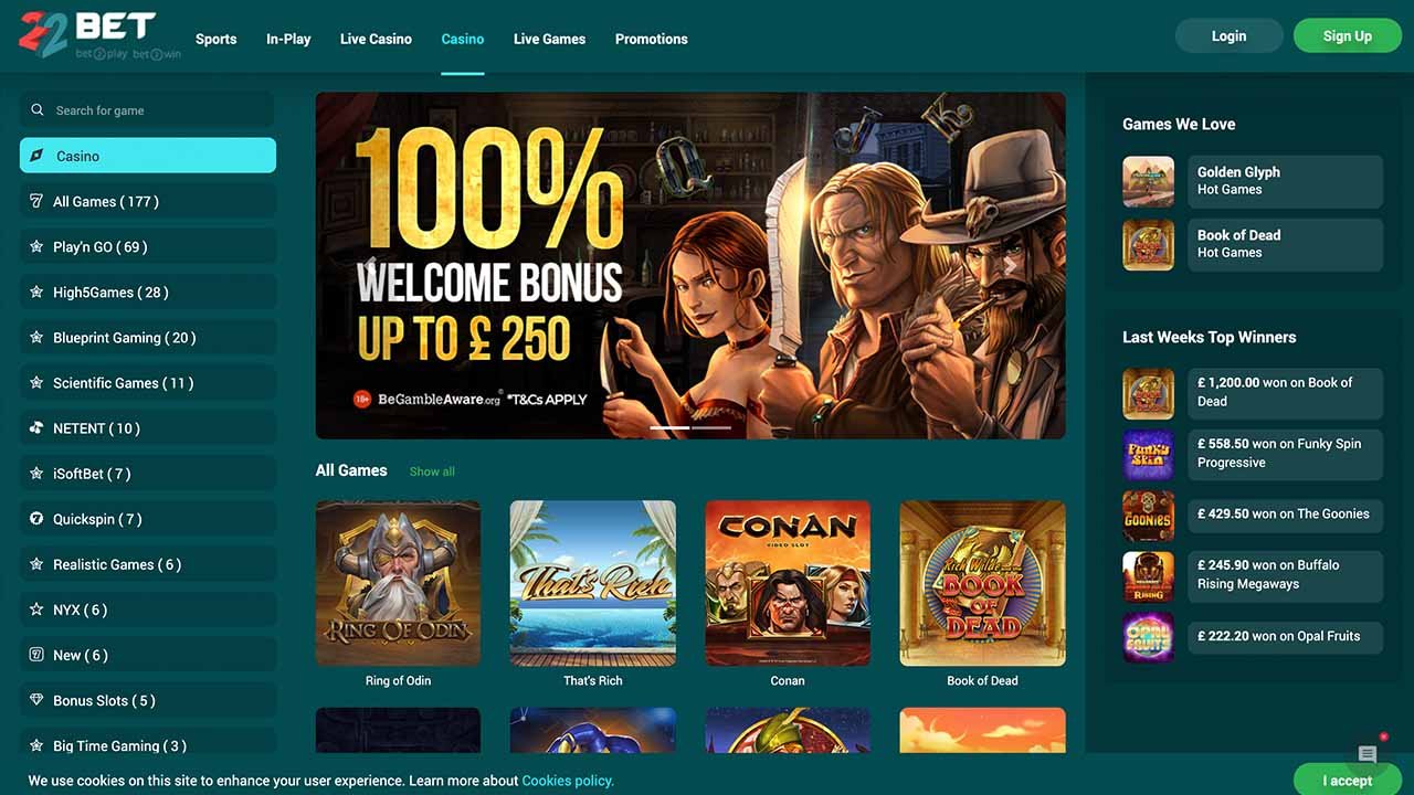 22bet casino site