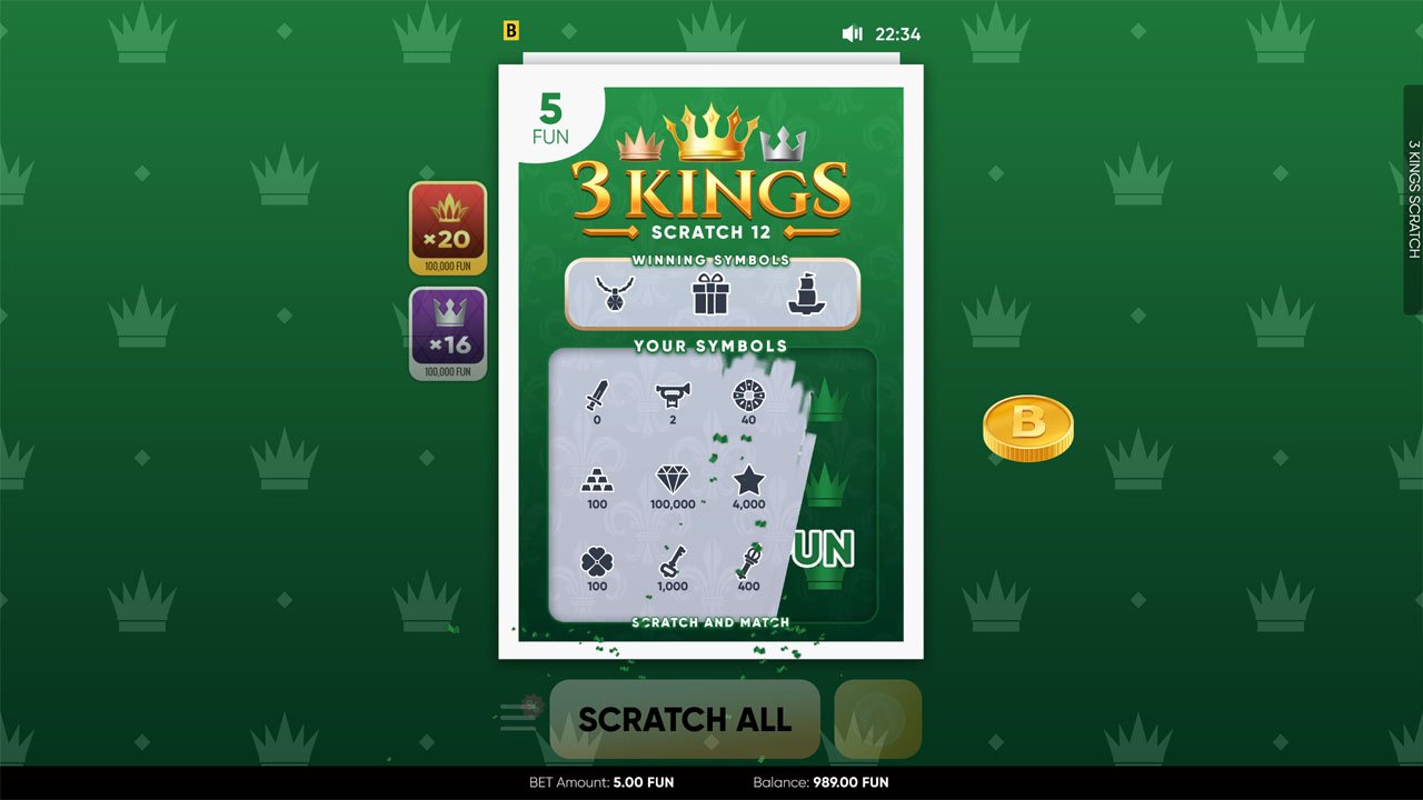 3 King Scratch Card Game - BGaming