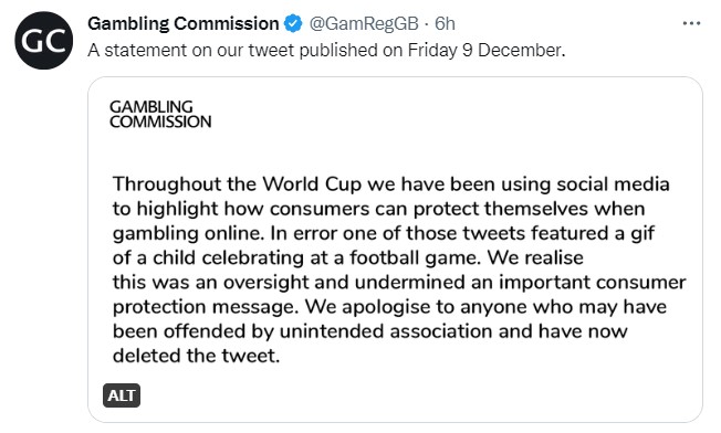 UKGC - apologies for breaking its own regulations