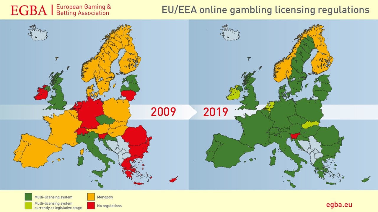 Map of Licenced Gambling Countries in the European Union