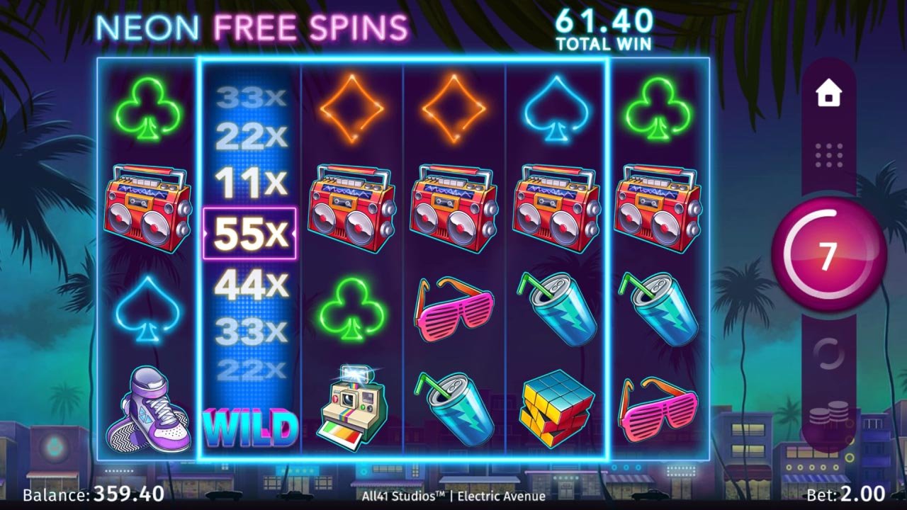 Electric Avenue - Neon Free Spins