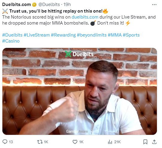 Connor McGregor Partners with Duelbits Crypto Casino