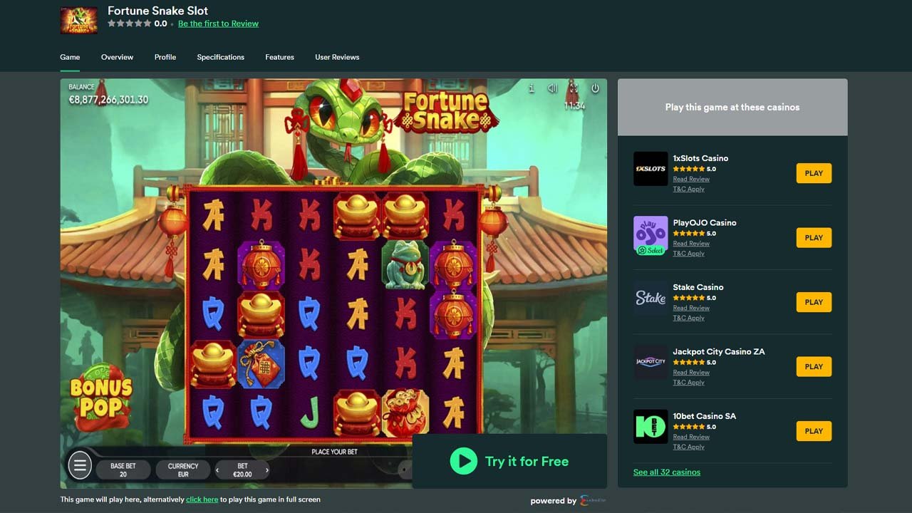 Fortune Snake Slot - play the free demo version