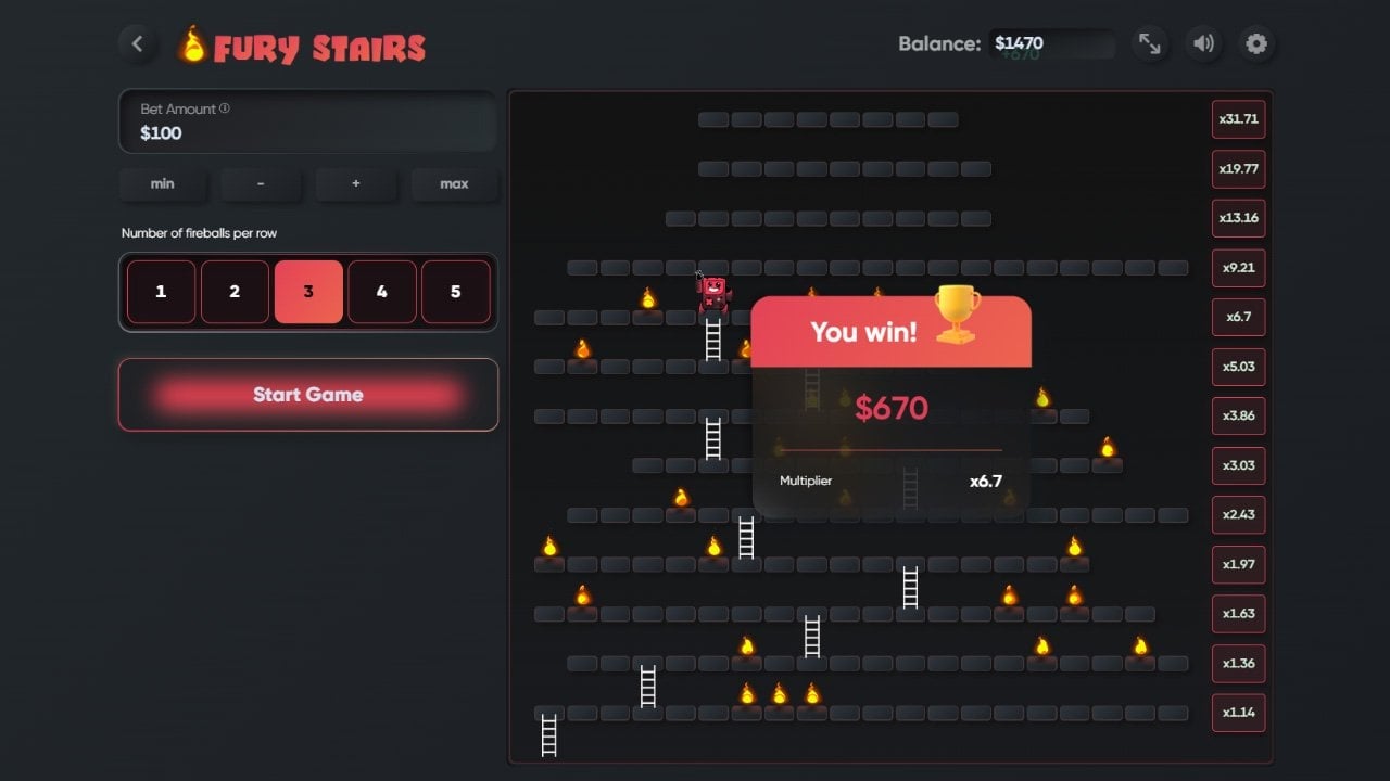Fury Stairs crash game screenshot