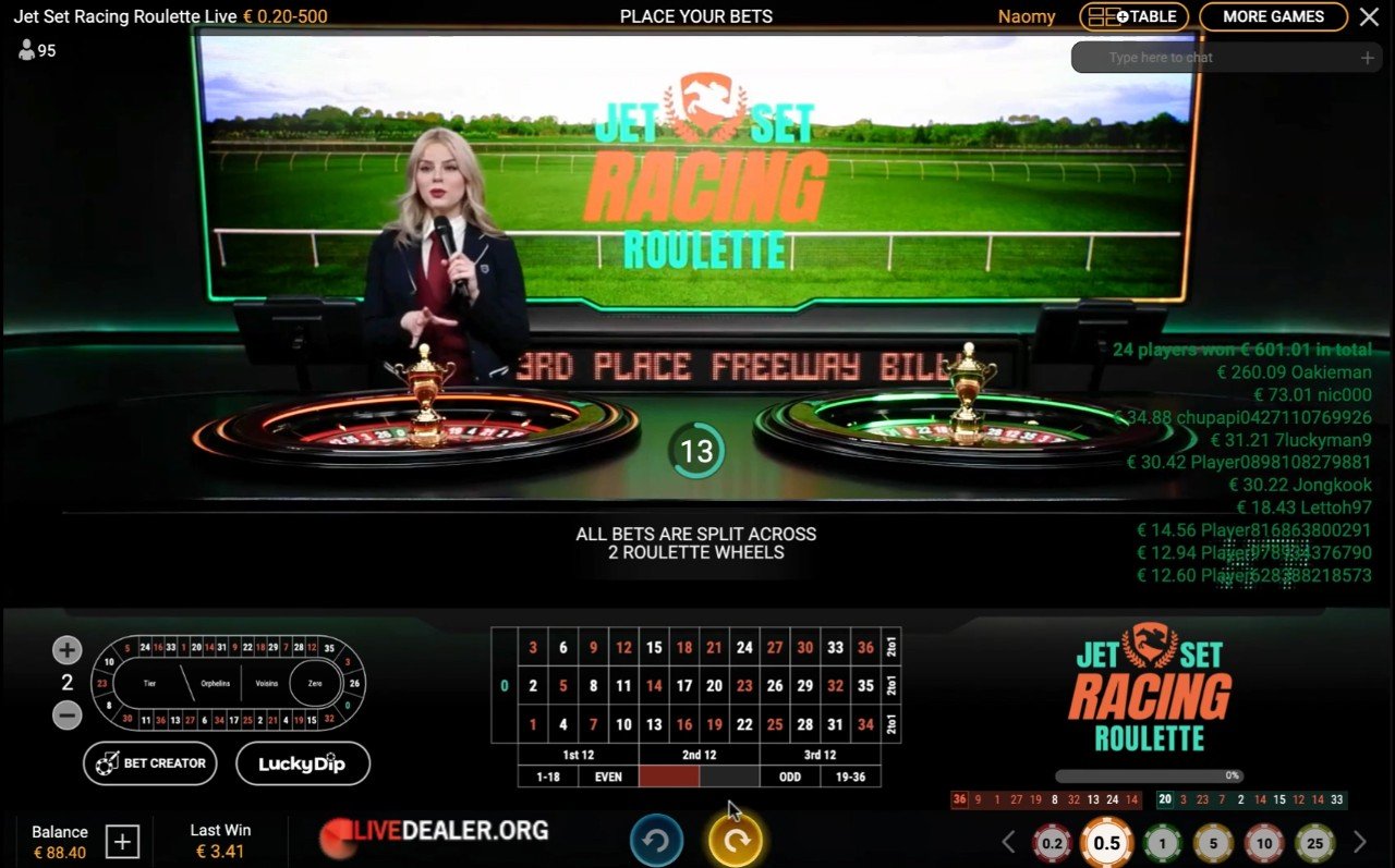 Jet Set Racing Roulette Live by Playtech Live