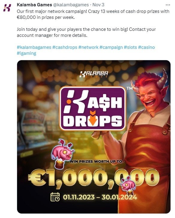 Kalamba Games Announces 1 Million Cash Drop Promotion