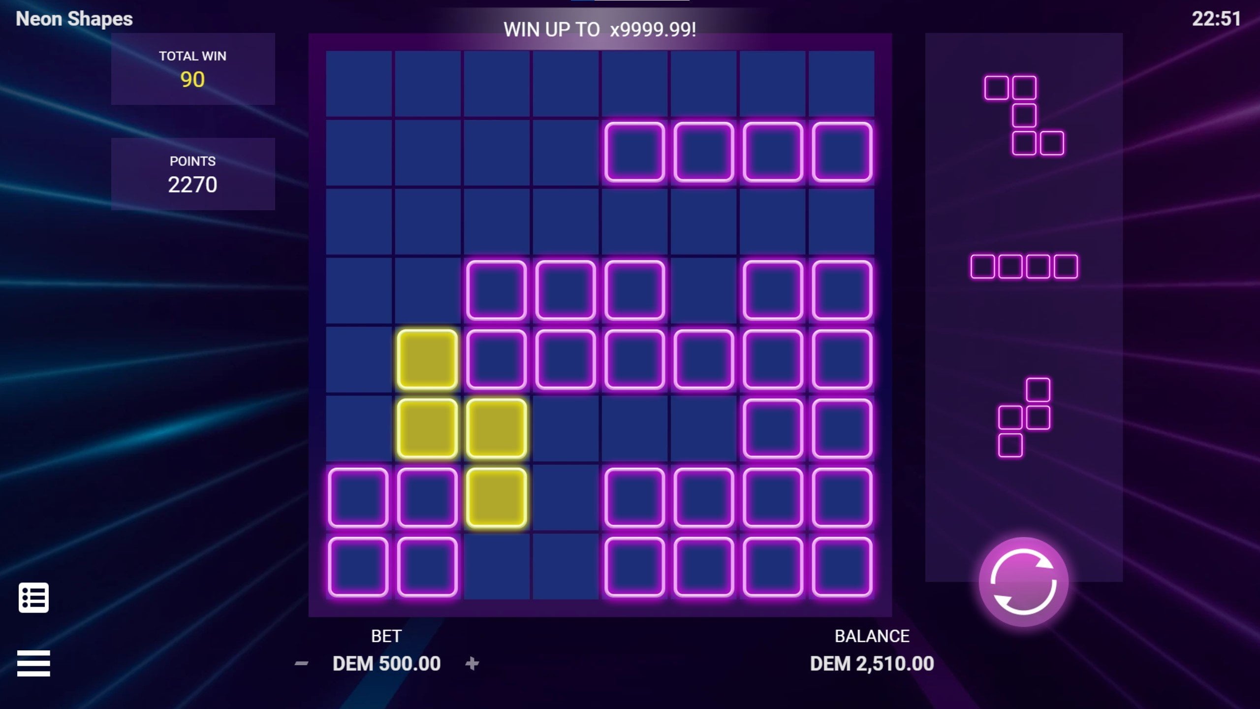 Neon Shapes - Tetris Themed Slot