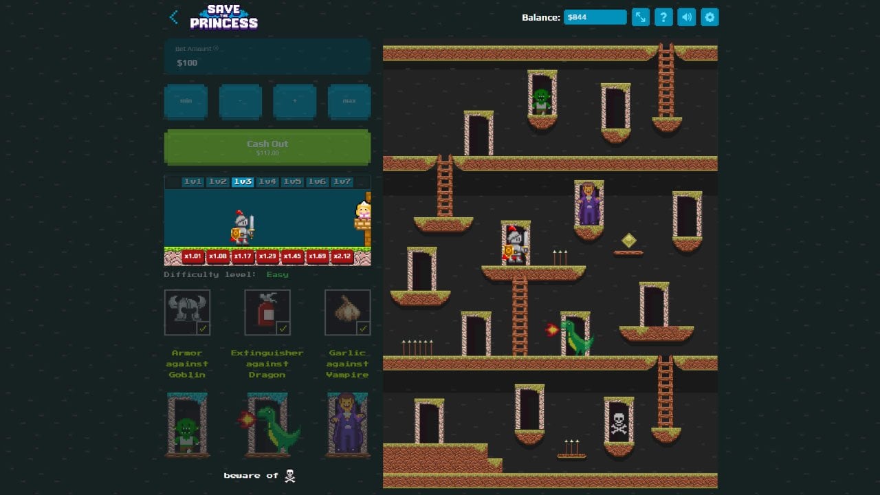 Save The Princess crash game screenshot