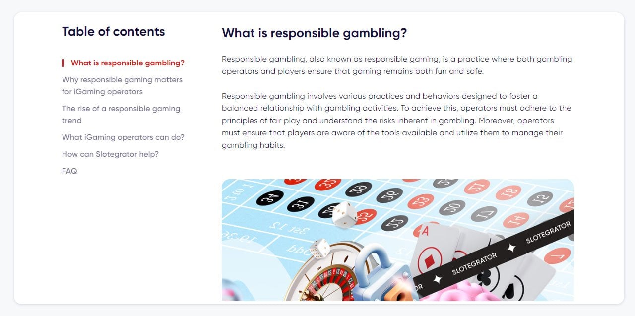 Slotegrator - Responsible Gambling