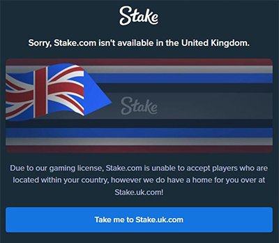 Stake Casino UK Player Redirect