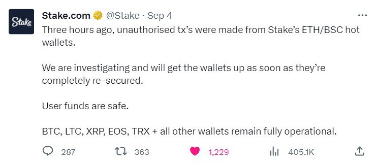 Stake Tweet Out Hack Announcement