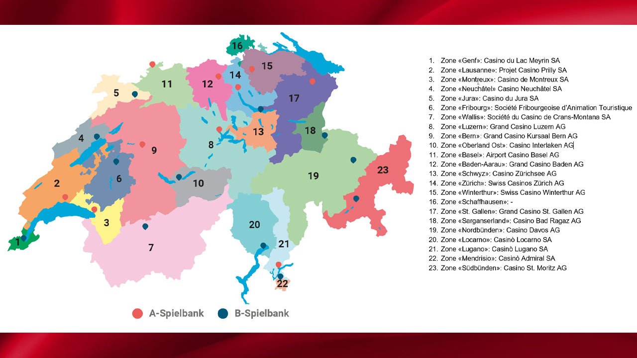 Swiss Casino Licenses - A and B License by Region