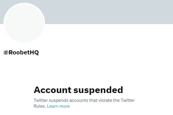 fake Roobet HQ casino account shut down