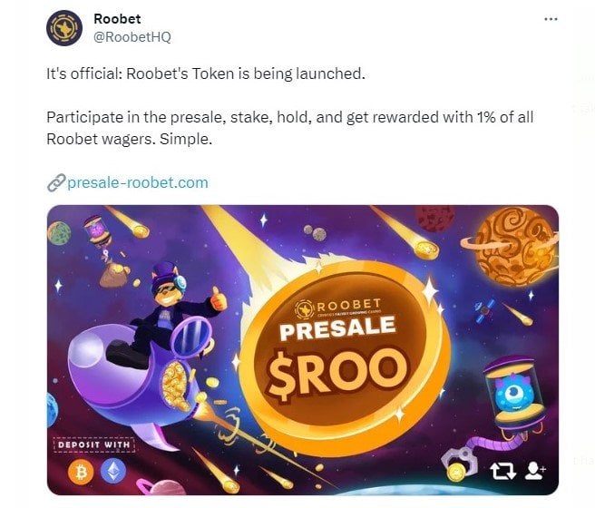 fake roobet crypto token announcement