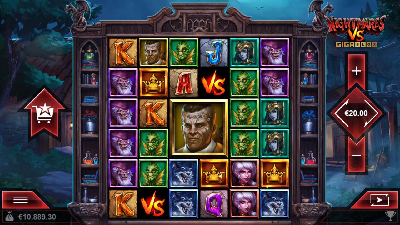 screenshot of Nightmares VS GIGABLOX slot