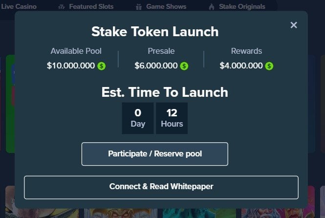 staketoken site has a simple crypto pop up