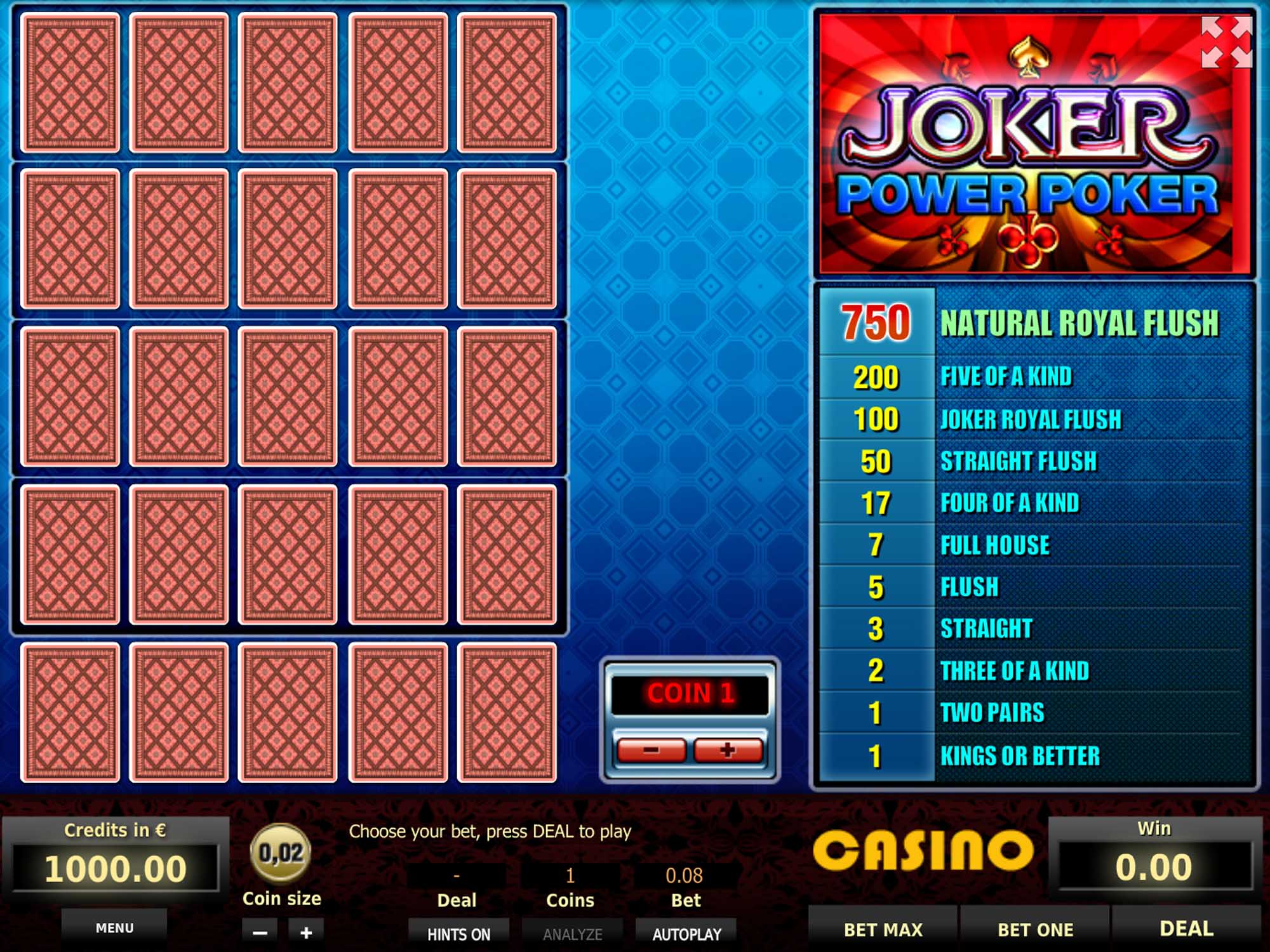 Joker Poker 4 Hand Game Screenshot