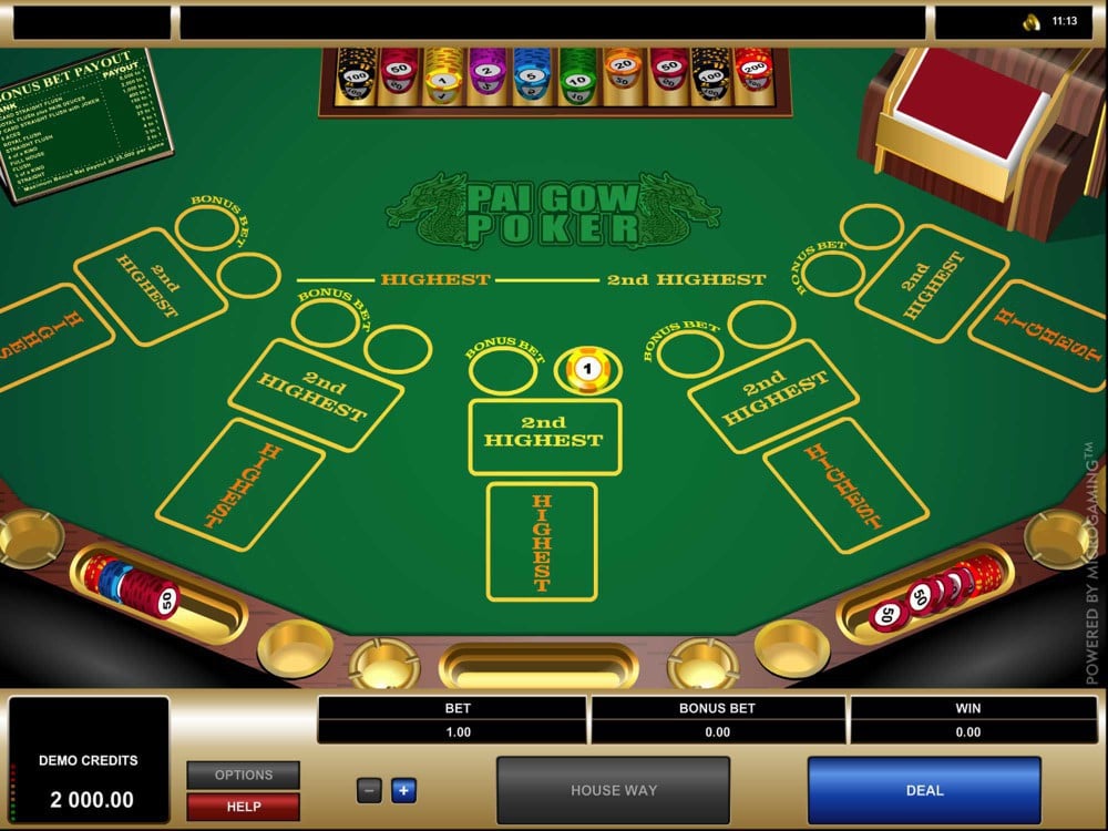 Microgaming Pai Gow Poker screenshot