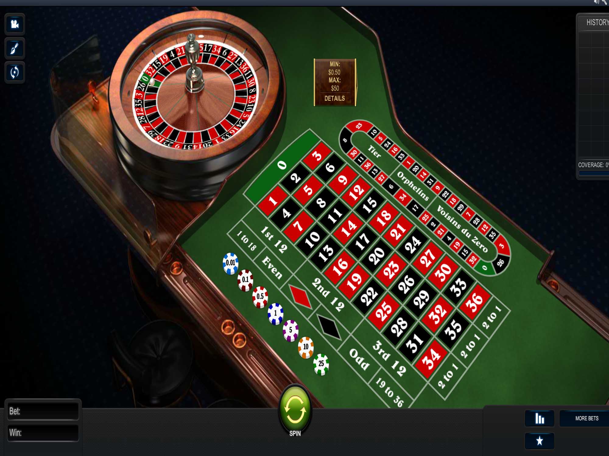 Playtech Premium European Roulette screenshot