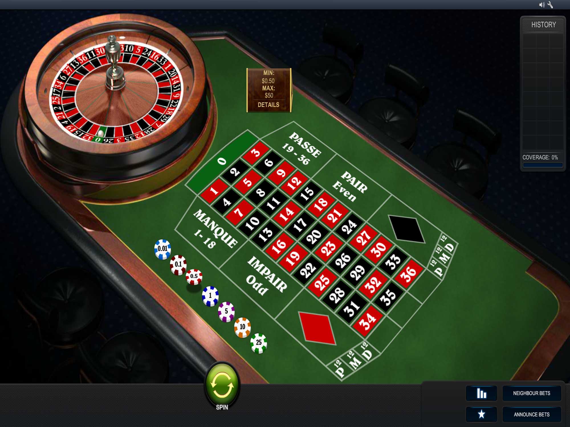 Premium French Roulette Game Screenshot