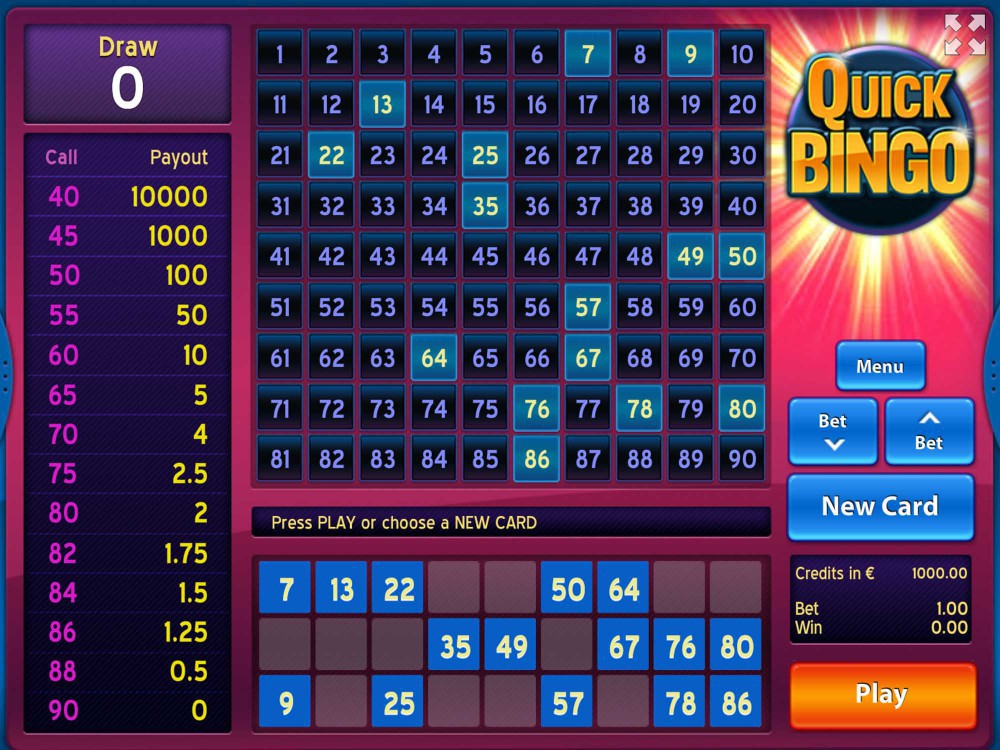Quick Bingo Game Screenshot