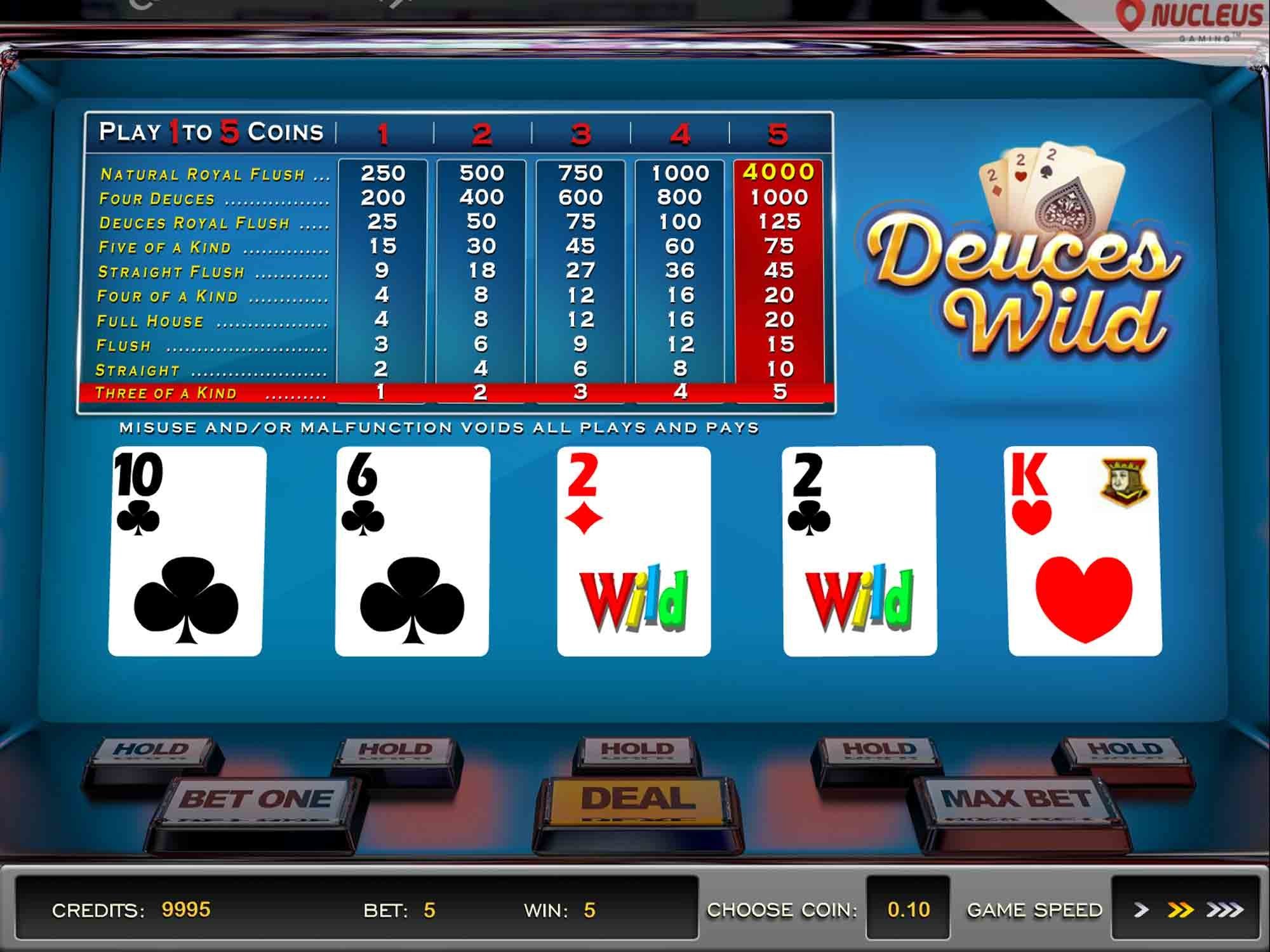 Deuces wild for real money Canadian online free spins