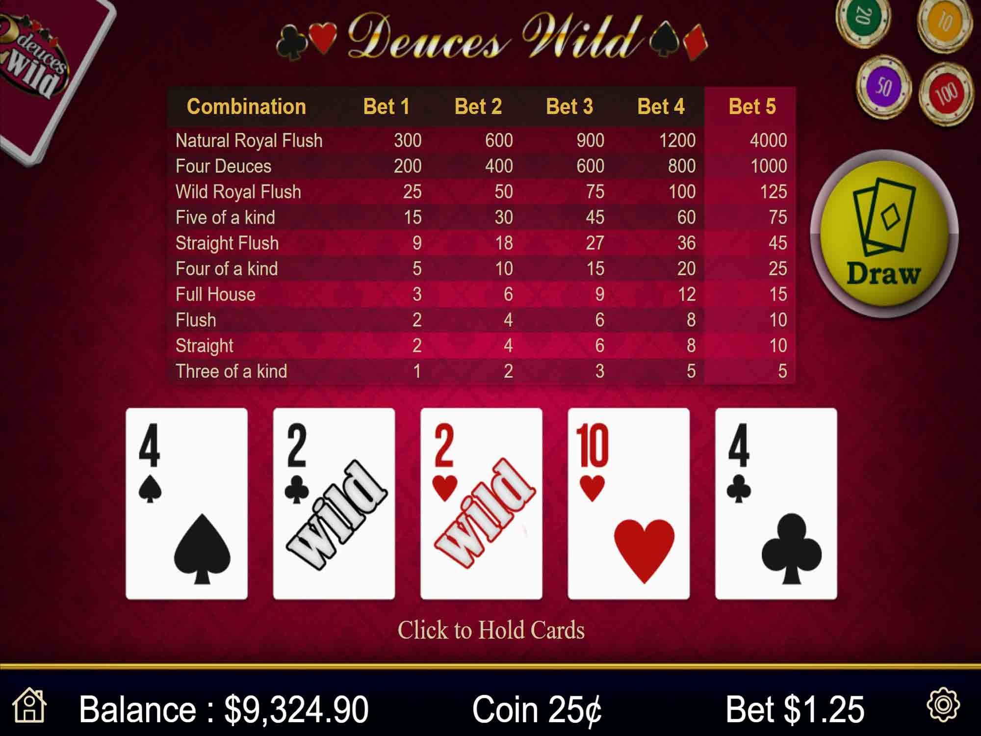 Deuces Wild Video Poker Play Free