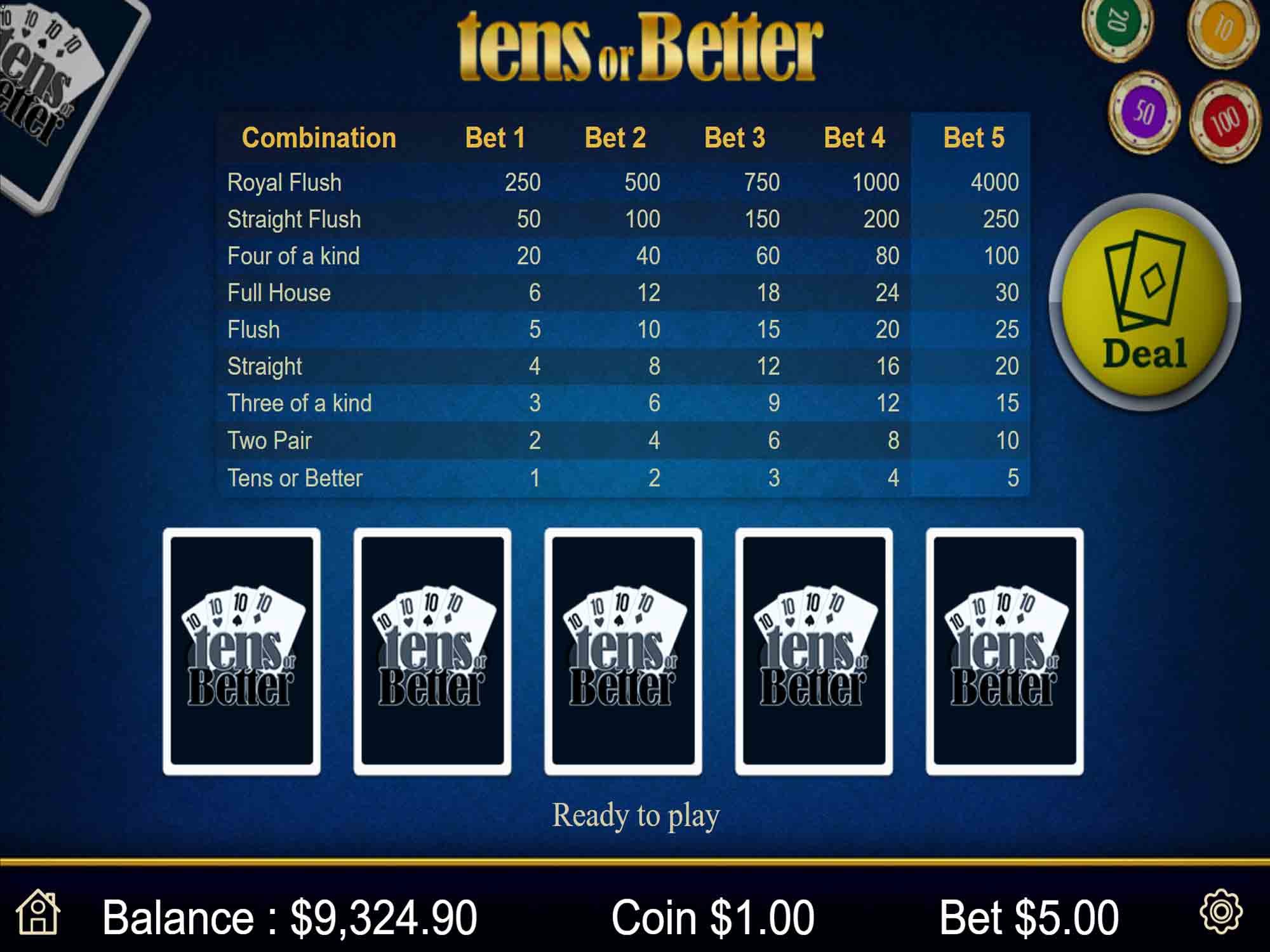 Tens or Better Game Screenshot