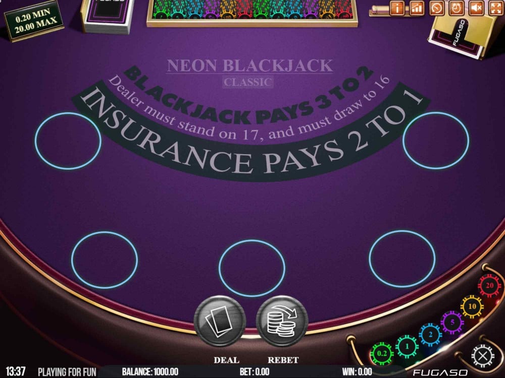 Neon Blackjack Game Screenshot