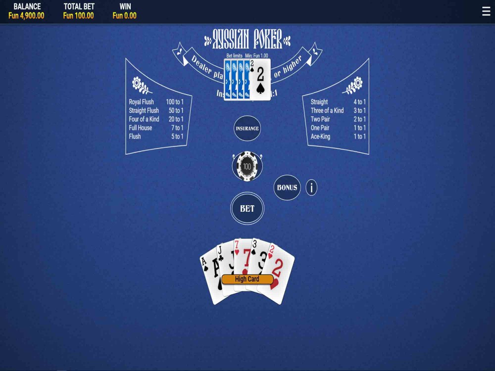 Russian Poker Game Screenshot
