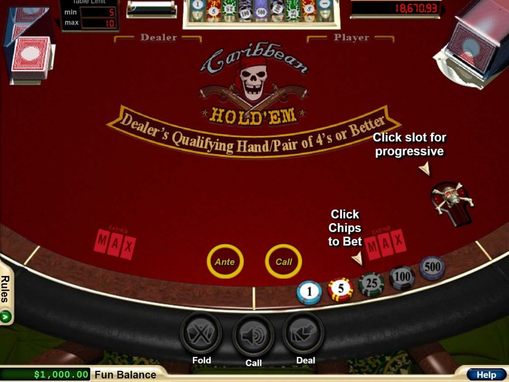 Caribbean HoldEm Poker by RTG screenshot