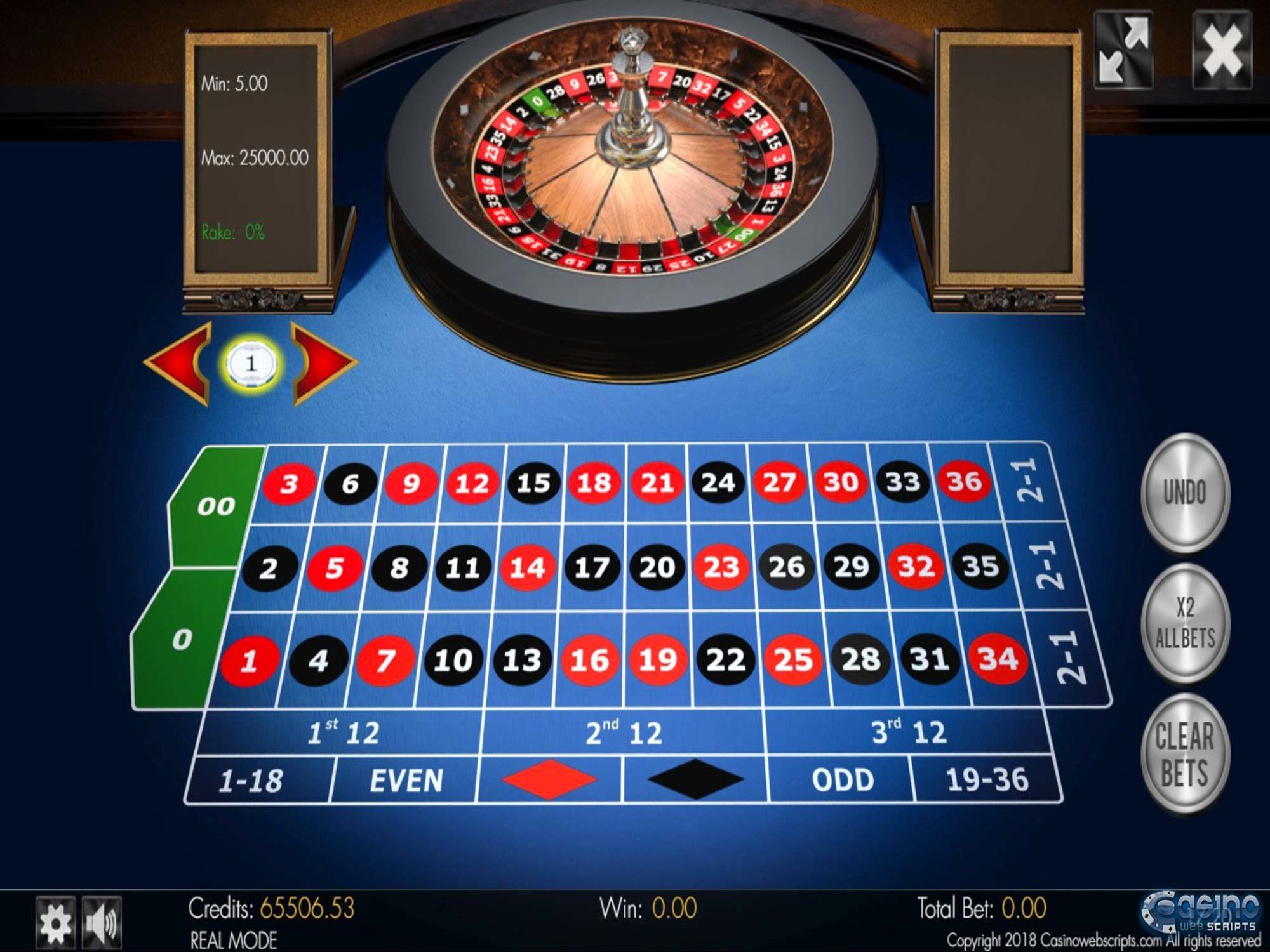 American Roulette 3D Advanced Game by CasinoWebScripts screenshot