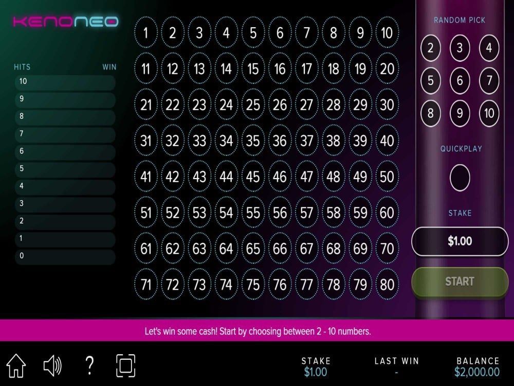 Keno Neo Game Screenshot