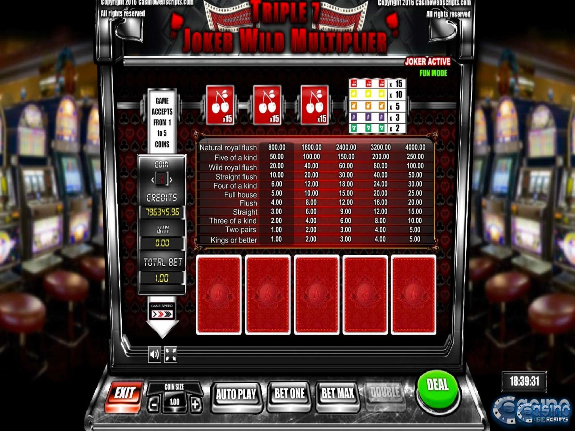 Triple 7 Joker Wild Slot Multiplier Game By Casinowebscripts Video Poker Games Gamblerspick