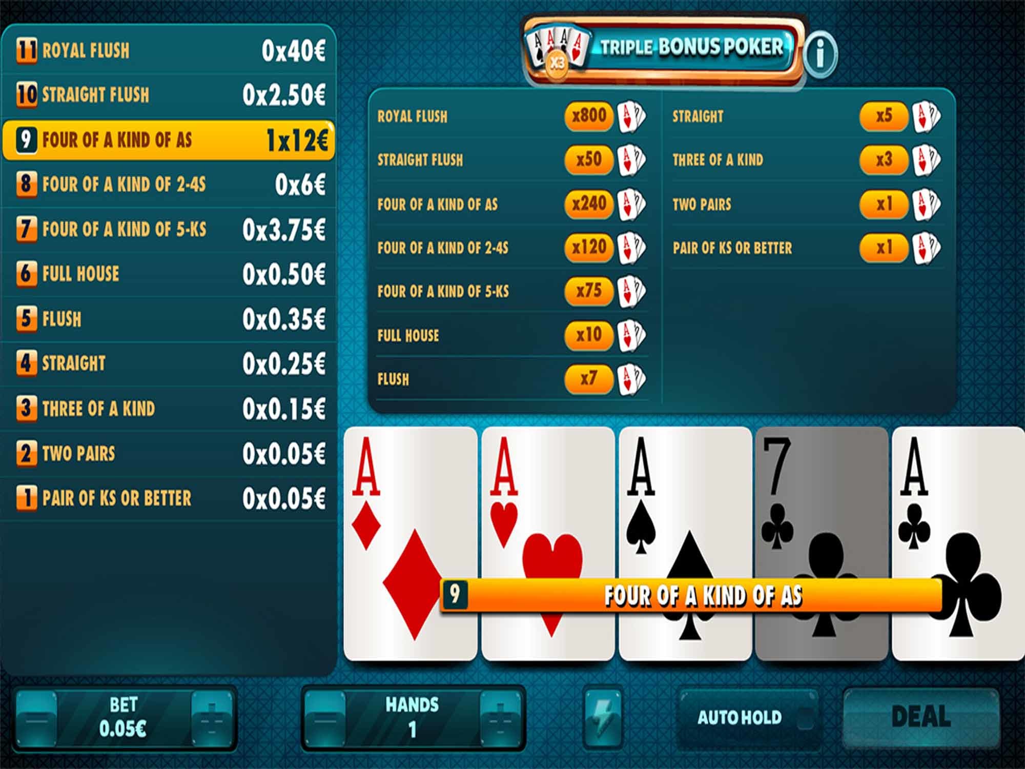 Triple Bonus Poker (Трипл Бонус Покер) от Red Rake Gaming  играть онлайн