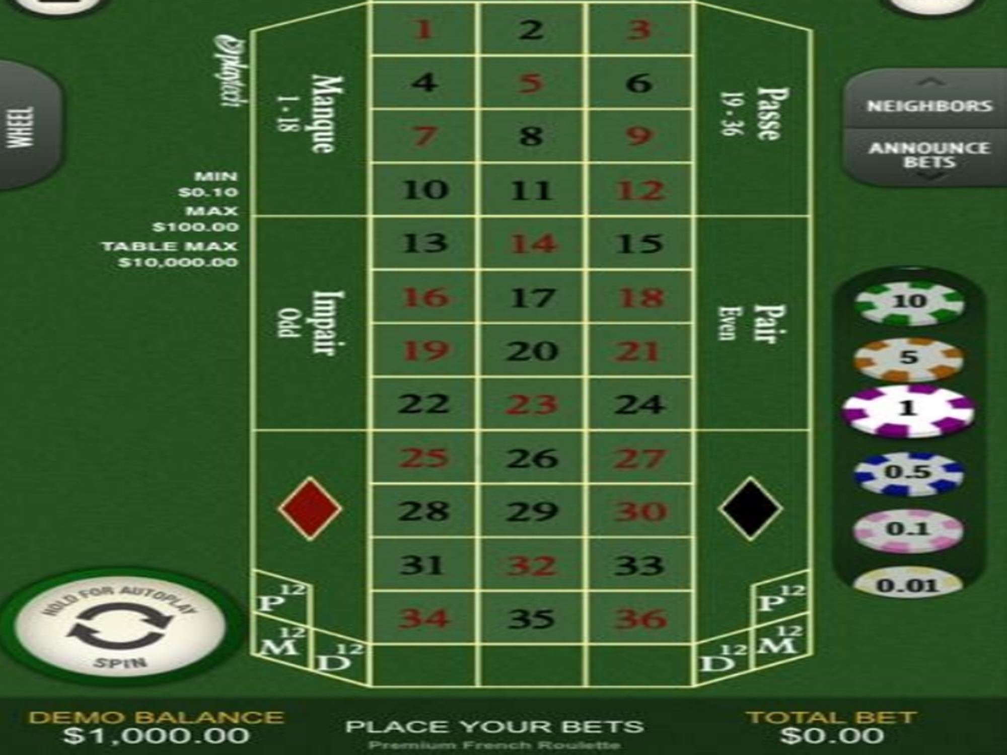 Multiplayer French Roulette Game Screenshot