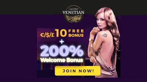 Try Your Luck at Casino Venetian With £/€/$10 No Deposit + 200% Bonus