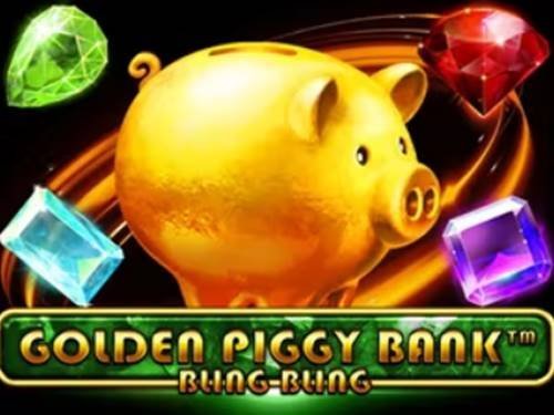 Golden Piggy Bank Bling Bling Game Logo