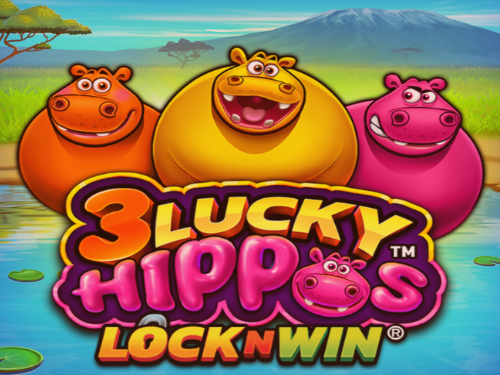 3 Lucky Hippos Slot Game Logo