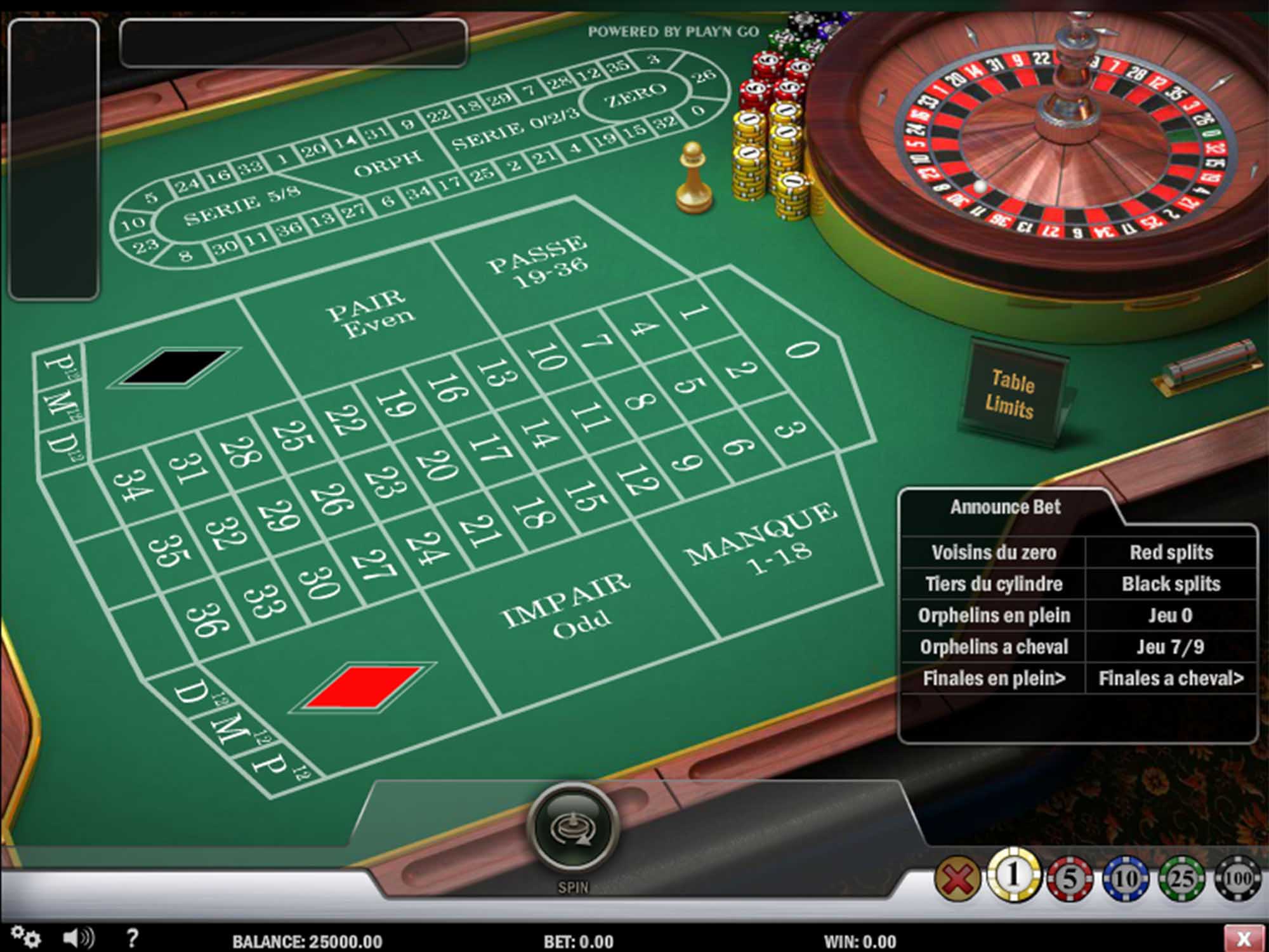 French Roulette Game Screenshot